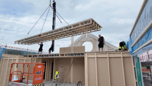 Posi-Joists being craned in place on Hangar